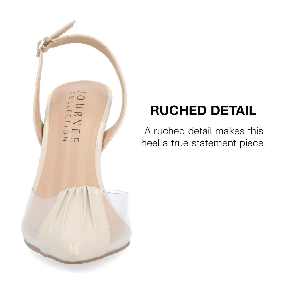 Journee Womens Ivyann Vegan Leather and Lucite Stiletto Pumps